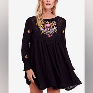 Free People Mohave Embroidered Mini Dress size S western flowy coastal cowgirl